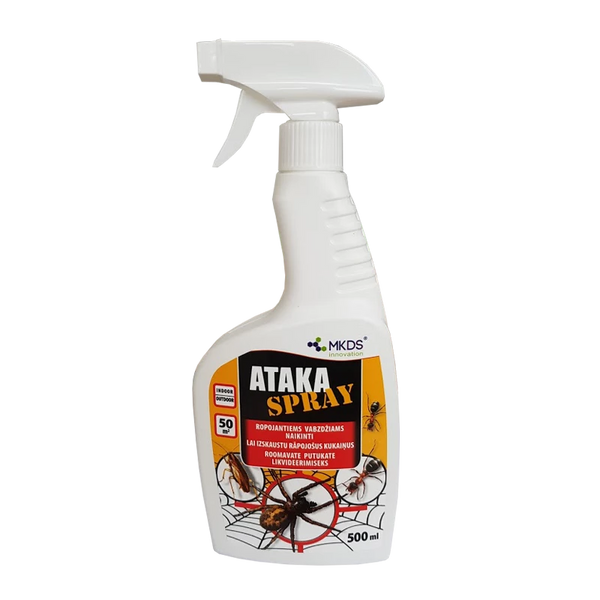 Insekticidas Ataka Spray, 500 mlm nuo ropojančių vabzdžiųm skruzdžių naikinimui patalpose ir lauke, MKDS