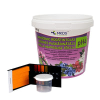 Dirvožemio rūgštintojas pH4, su mini laboratorija, 500 g, šilauogėms, rododendrams, azalijoms, rūgščią dirvą mėgstantiems augalams